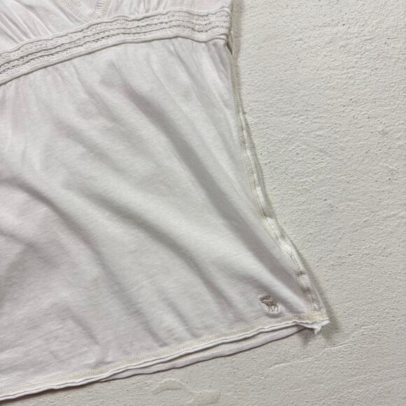 Y2K Abercrombie & Fitch White Tie-Back Empire Waist Top, Size Small - Picture 3 of 6